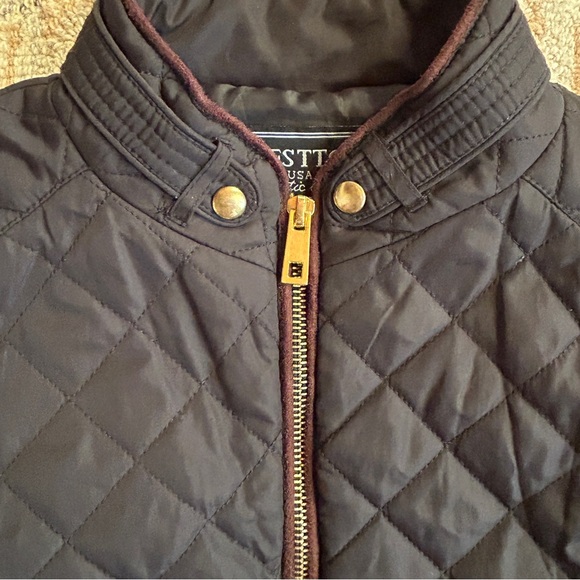 Quilted Black Preppy Old Money Vest Equestrian-style Gold Zipper, Women’s M - Picture 2 of 8